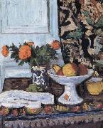 Still Life with Fruit and Marigolds in a Chinese Vase George Leslie